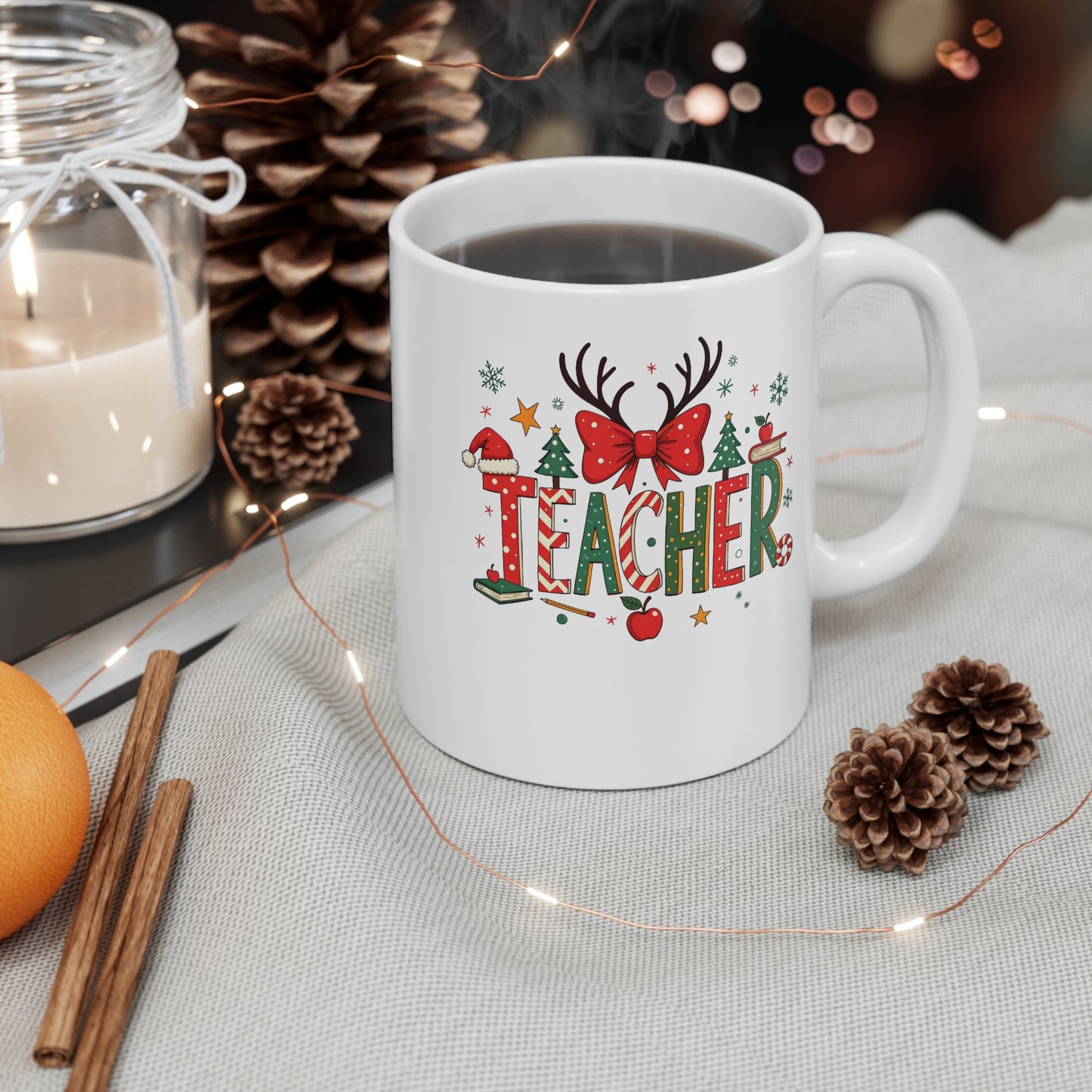 Festive Teacher Mug 11oz - Perfect Holiday Gift