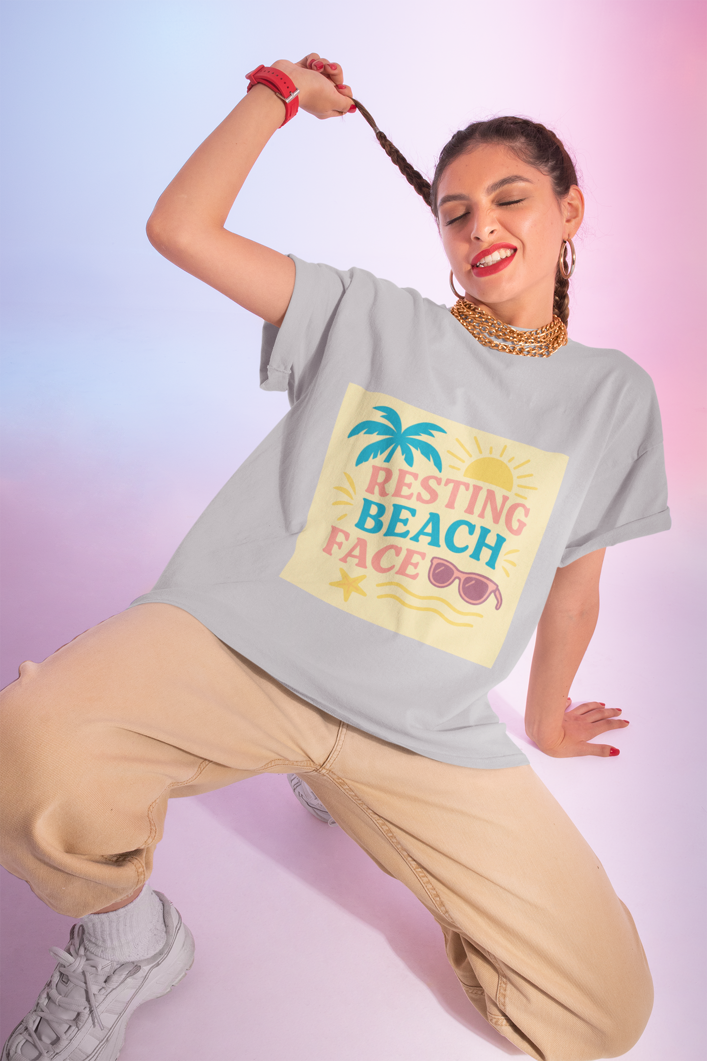 Resting Beach Face Women's Tee, Summer Fashion, Beach Lover Shirt, Vacation Wear, Gift for Her, Casual Style