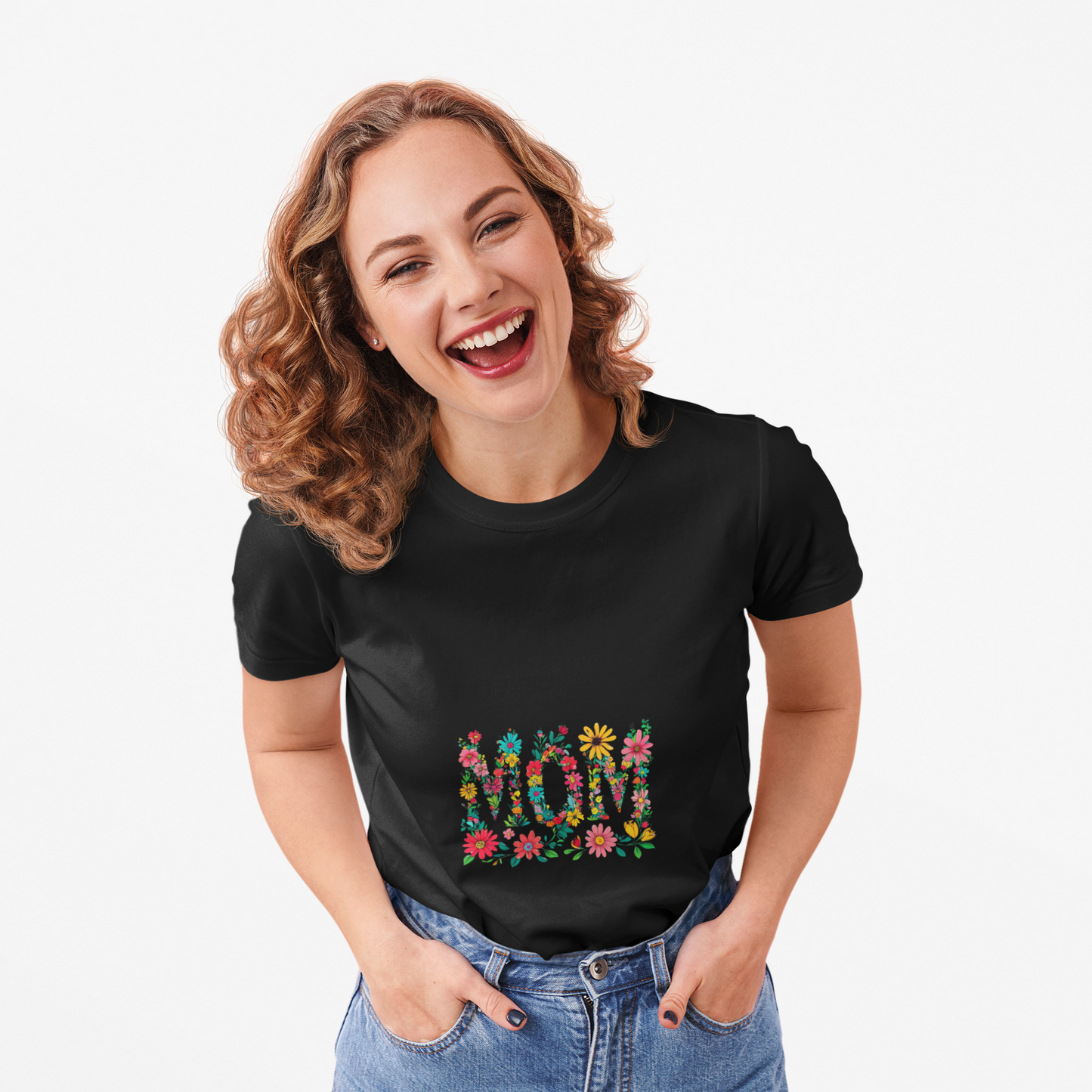 Floral 'Mom' T-Shirt for Moms, Casual Summer Tee, Unisex Flower Graphic Shirt, Everyday Wear