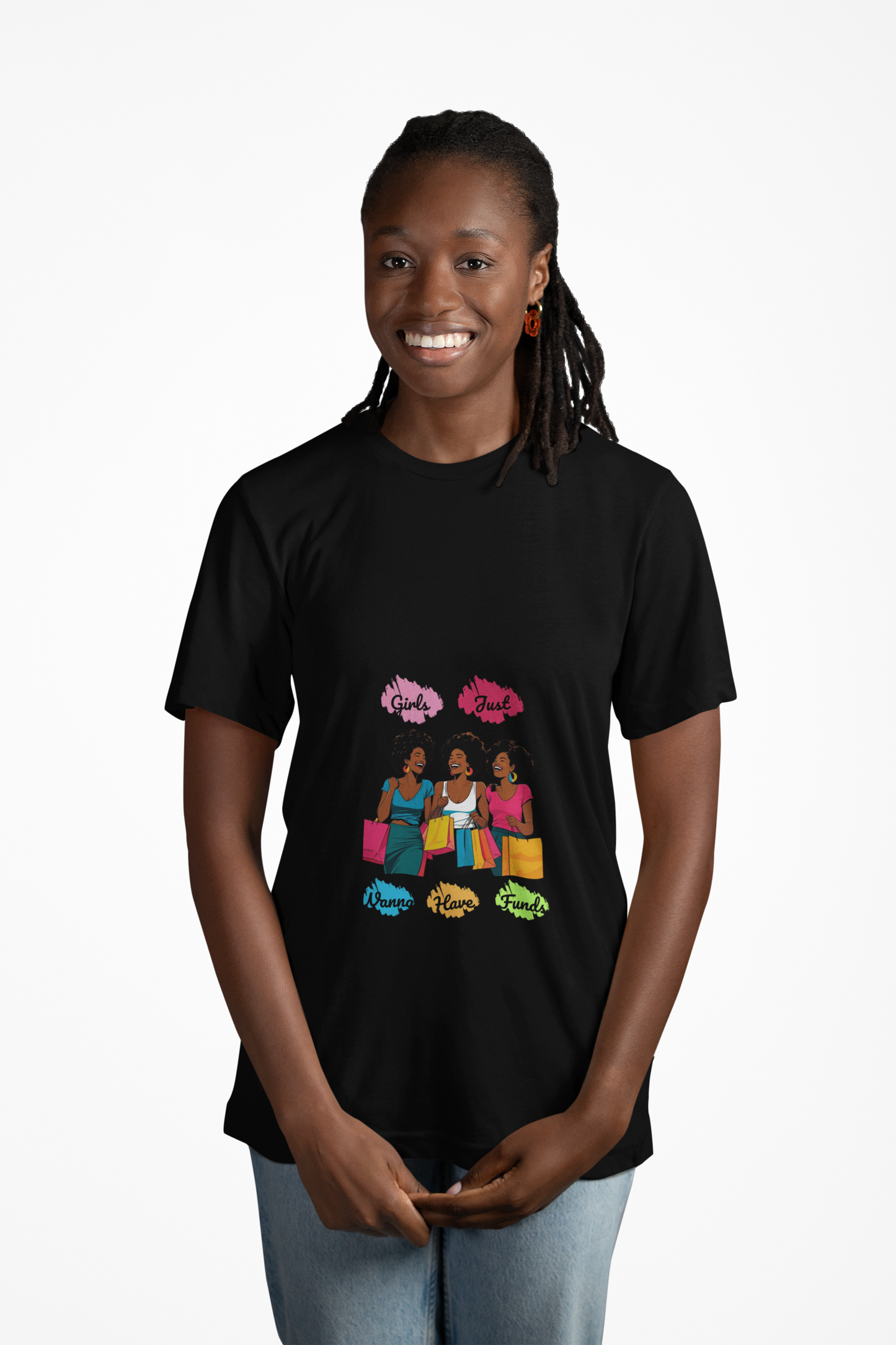 Girls Just Want Funds - Women's T-shirt, Cute Graphic Tee, Perfect for Shopping Days, Casual Wear, Gift for Friends