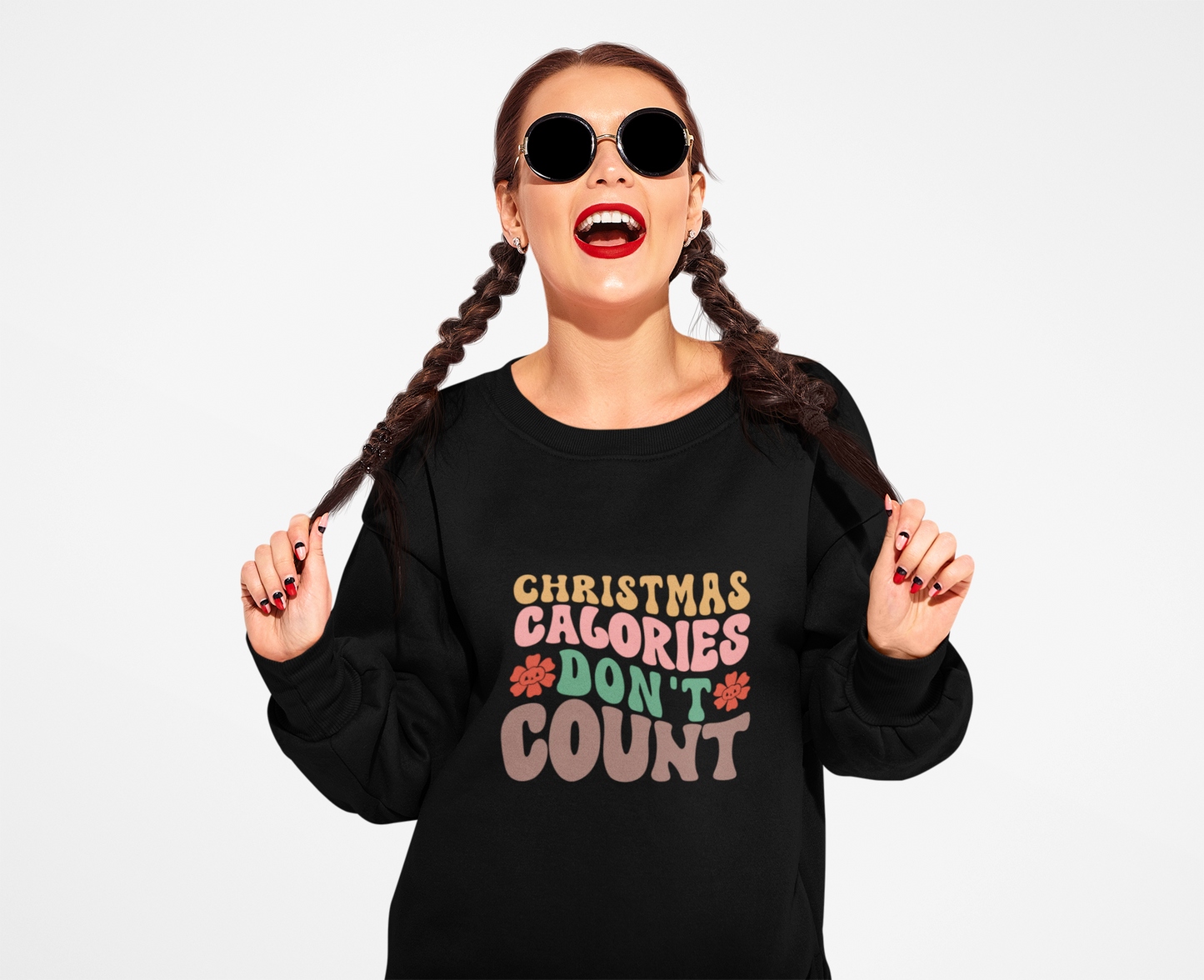 Festive Holiday Sweatshirt: 'Christmas Calories Don't Count'