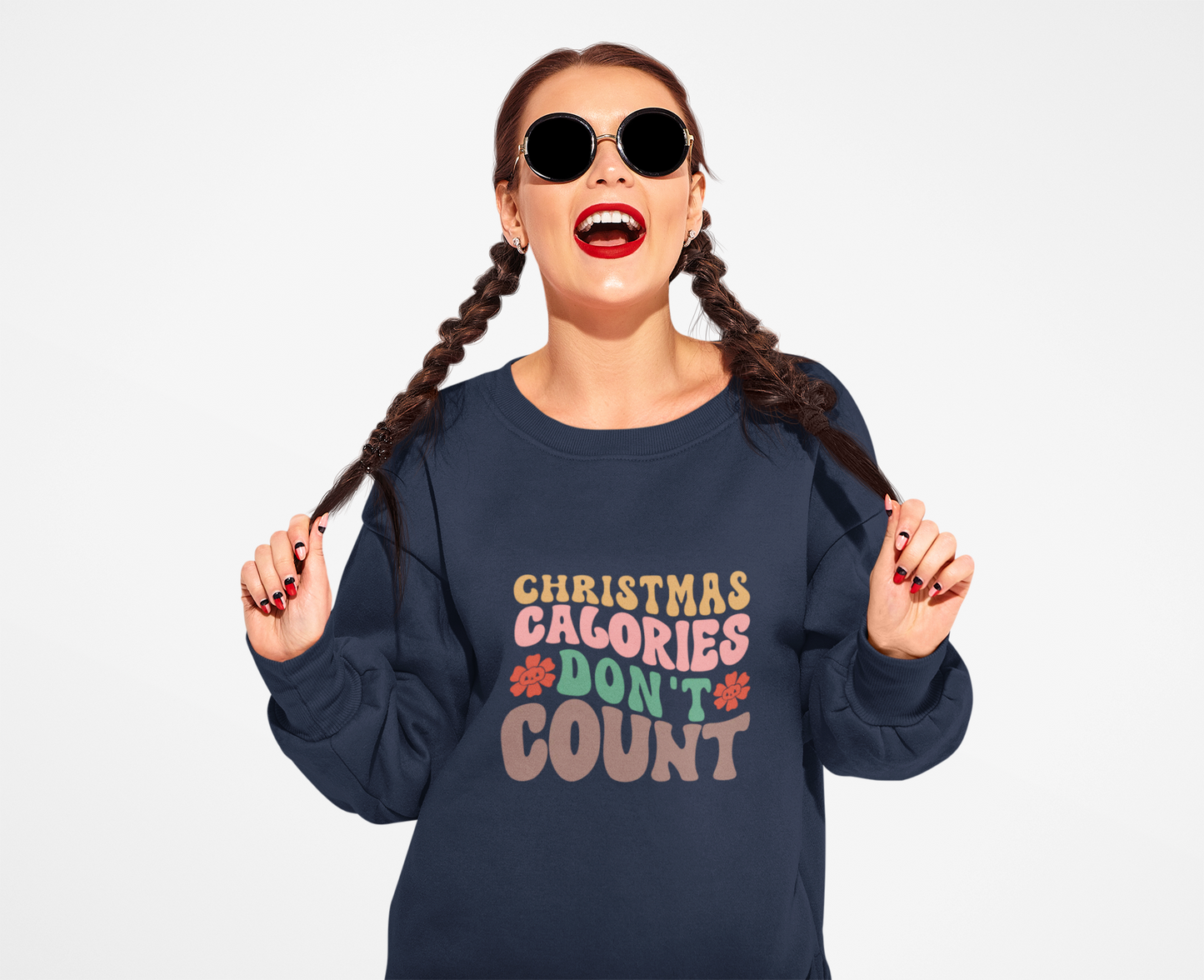 Festive Holiday Sweatshirt: 'Christmas Calories Don't Count'