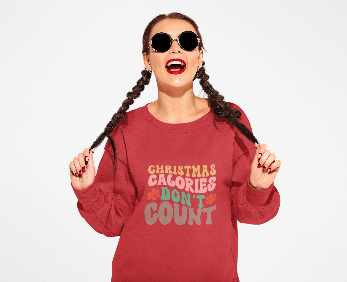 Festive Holiday Sweatshirt: 'Christmas Calories Don't Count'