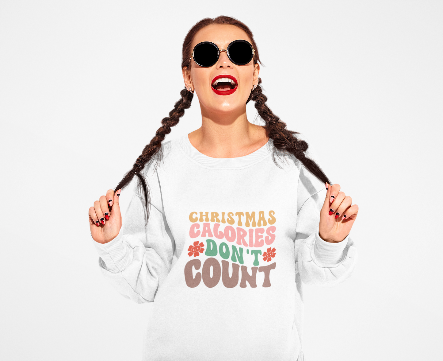 Festive Holiday Sweatshirt: 'Christmas Calories Don't Count'