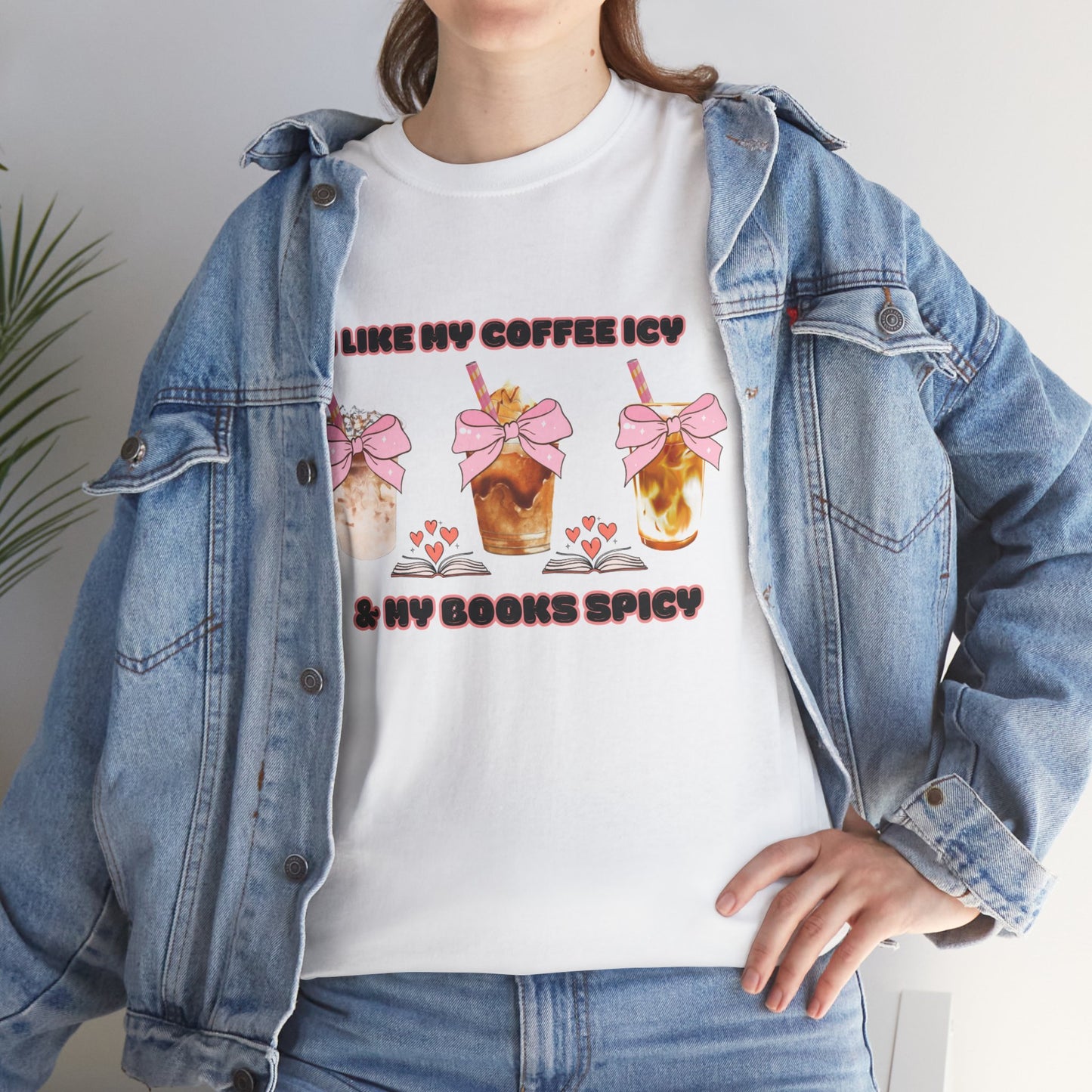 Unisex Heavy Cotton Tee for Coffee and Book Lovers!