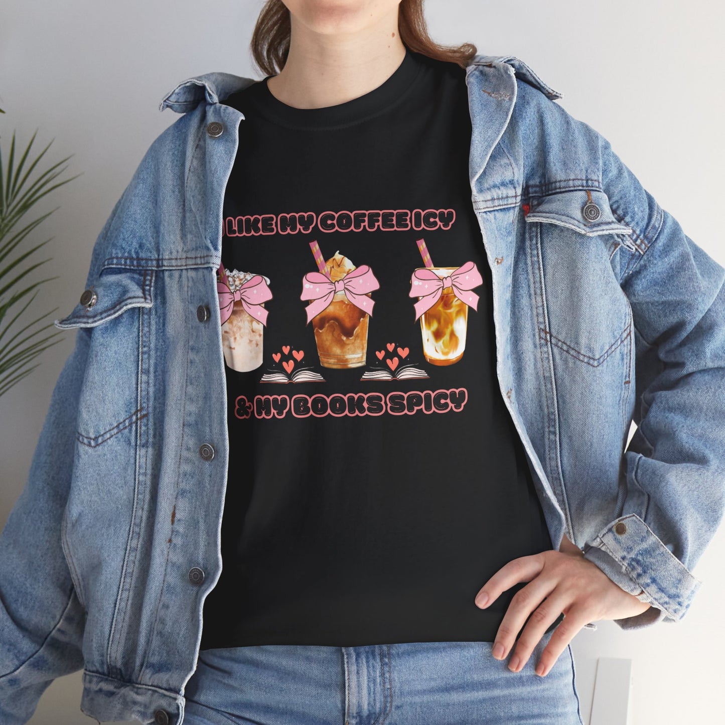 Unisex Heavy Cotton Tee for Coffee and Book Lovers!