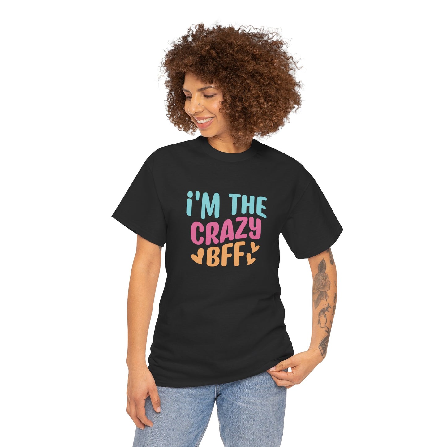 I'm the Crazy BFF Unisex Heavy Cotton Tee, Best Friend Gift, Fun T-Shirt, Casual Wear, Birthday Celebration, Friendship Day