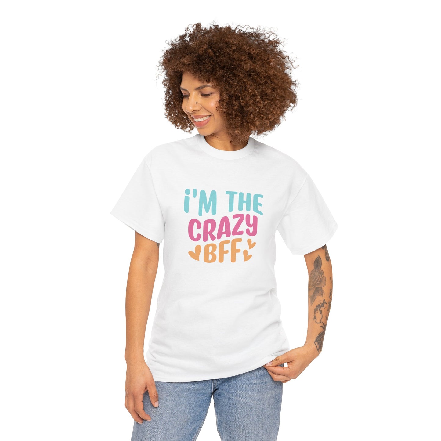 I'm the Crazy BFF Unisex Heavy Cotton Tee, Best Friend Gift, Fun T-Shirt, Casual Wear, Birthday Celebration, Friendship Day