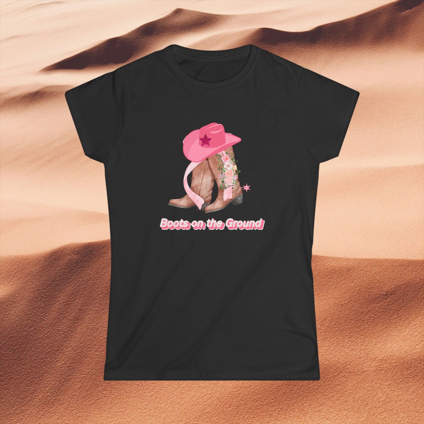 Cowgirl Vibe Women's Softstyle Tee | Boots & Cowboy Hat Graphic Tee, Country Music Apparel, Casual Outfit, Western Wear