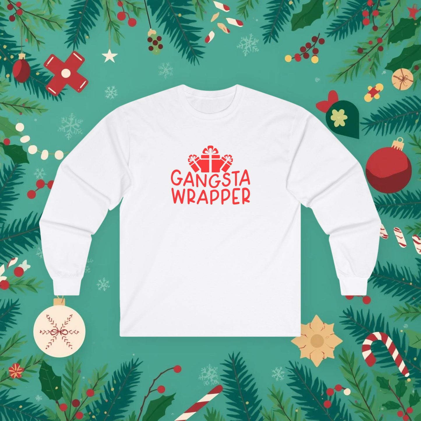 Unisex Ultra Cotton Long Sleeve Tee/Gift Wrapper/Gangster Wrapper/Holidays