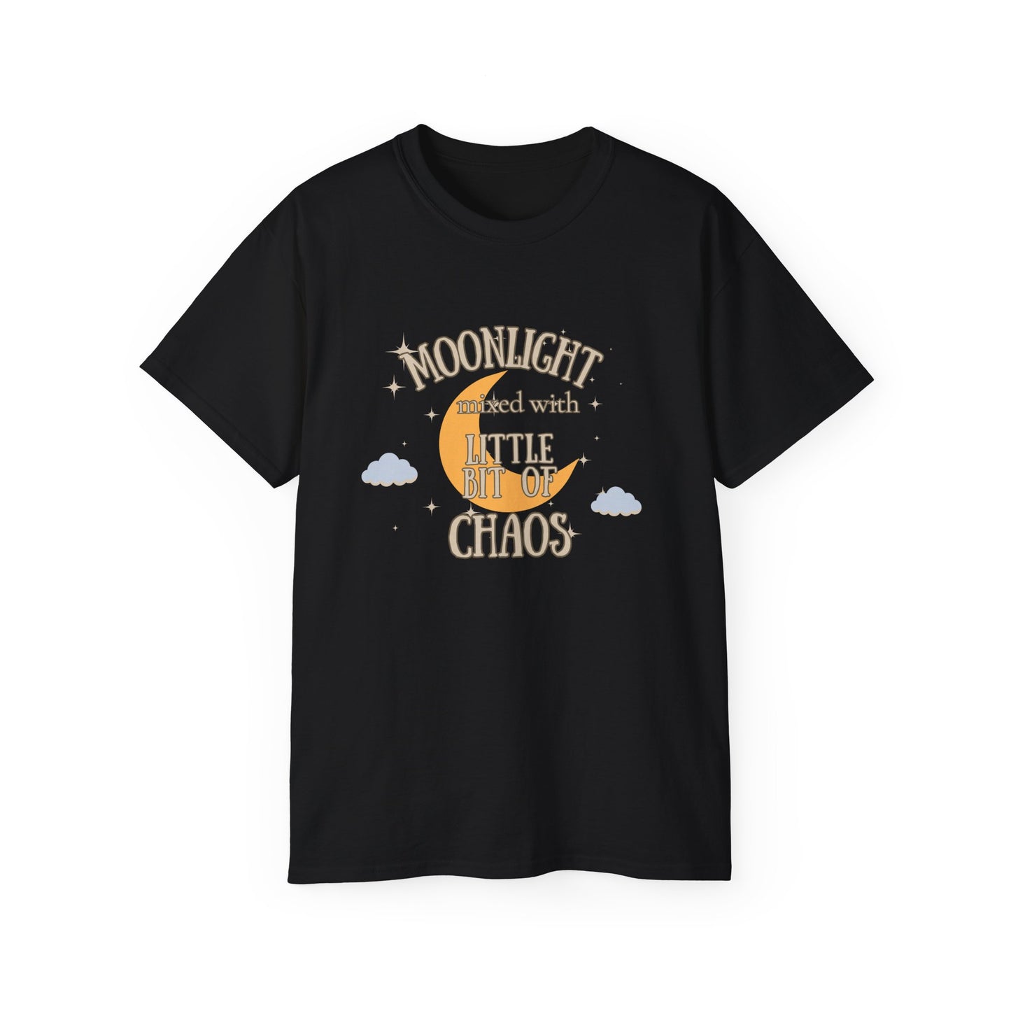 Moonlight & Chaos Unisex Ultra Cotton Tee, Casual Graphic Tee, Gift for Astronomers, Relaxed Fit T-Shirt, Perfect for Everyday Wear