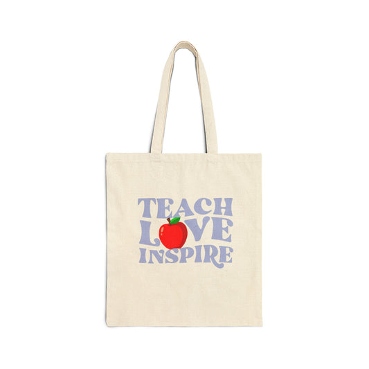 Teacher's Love Inspire Tote Bag | Eco-Friendly Gift for Educators, Shopping Bag, Beach Tote, School Bag, Sustainable Canvas Bag