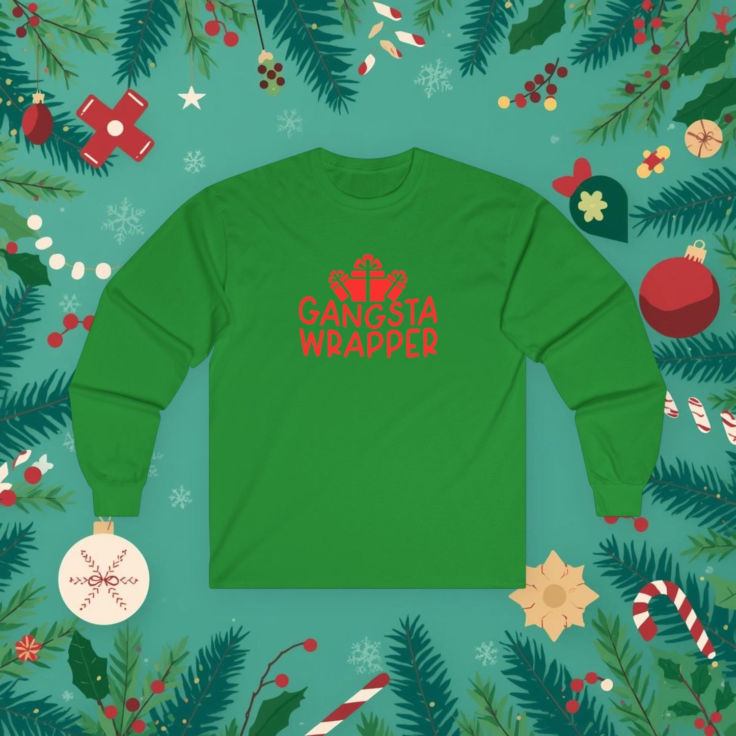 Unisex Ultra Cotton Long Sleeve Tee/Gift Wrapper/Gangster Wrapper/Holidays
