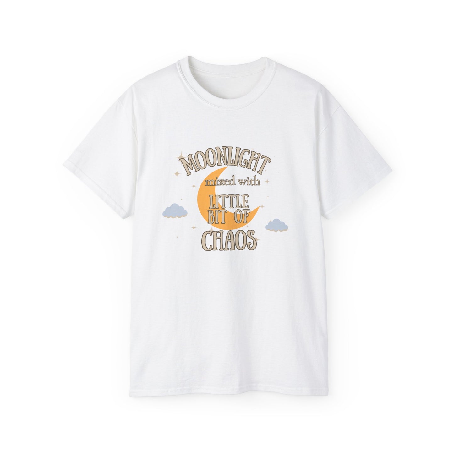 Moonlight & Chaos Unisex Ultra Cotton Tee, Casual Graphic Tee, Gift for Astronomers, Relaxed Fit T-Shirt, Perfect for Everyday Wear